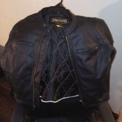 Street And Steel Black Leather Motorcycle Jacket