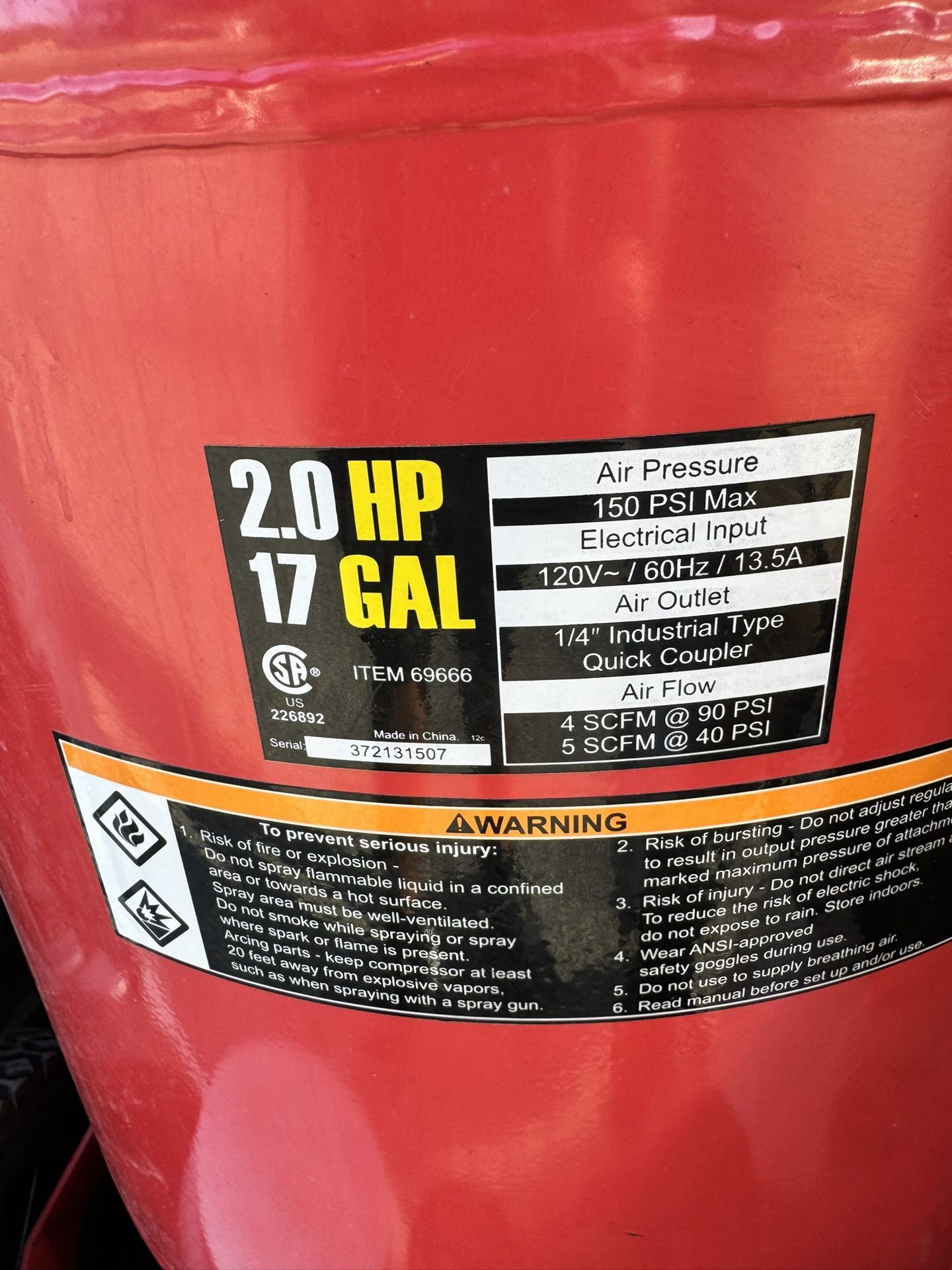 17 Gallon Air Compressor