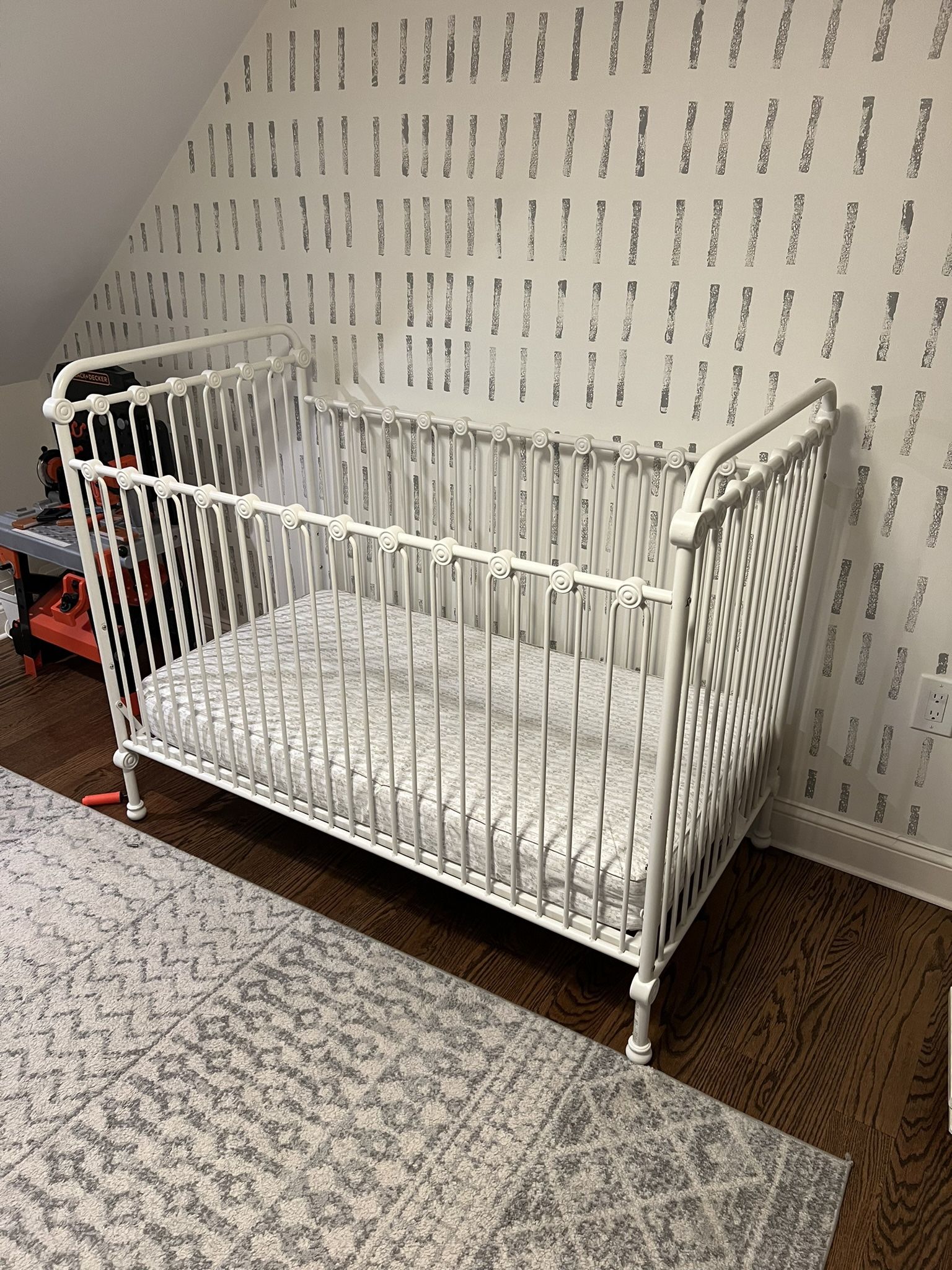 Baby Crib- Bratt Decor iron crib in white