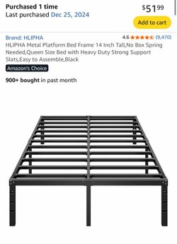 Queen bed frame with 8 inch mattress