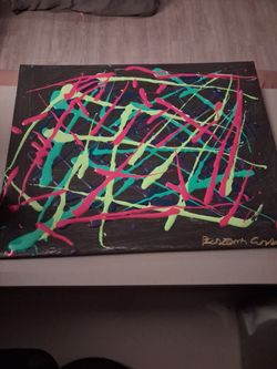Original Signed Abstract Acrylic Painting on Canvas
