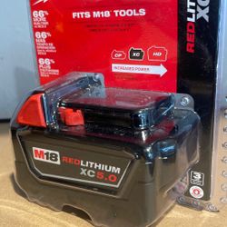 New Milwaukee Battery M18 XC 5.0ah Red Lithium- Pick Up Only (price Firm) 