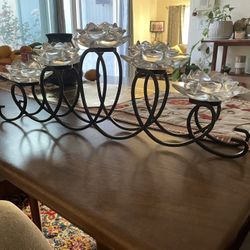 5 Piece Glass Flower Candle Holder 