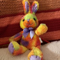 Homerbest tie-dye rainbow bunny rabbit plush toy. 