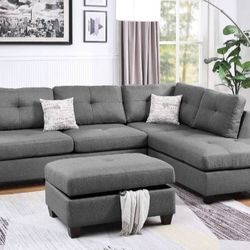 3-pc Sectional  Sofa  With Ottoman 