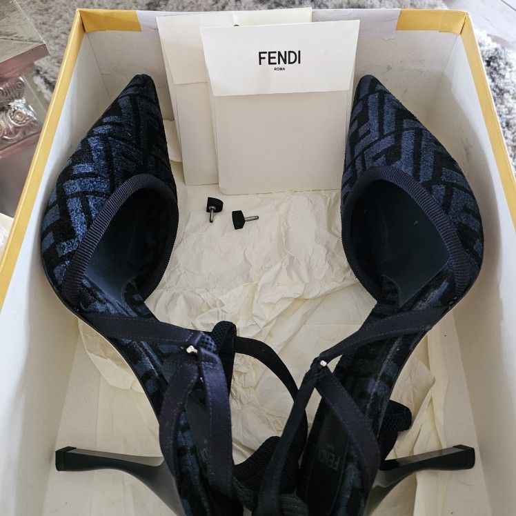 Aurhentic Zucca Velvet Blue FENDI SHOES