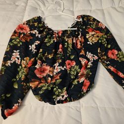Blue Floral Crop Top