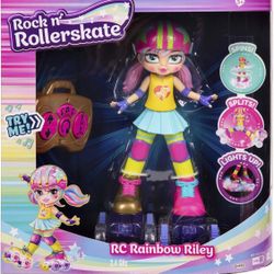 Rock N Rollerskate Rainbow Riley Remote Control 11 Inch Doll with Lights and Sounds