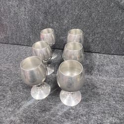 Vintage Indonesia Handmade Silver Wine Goblets