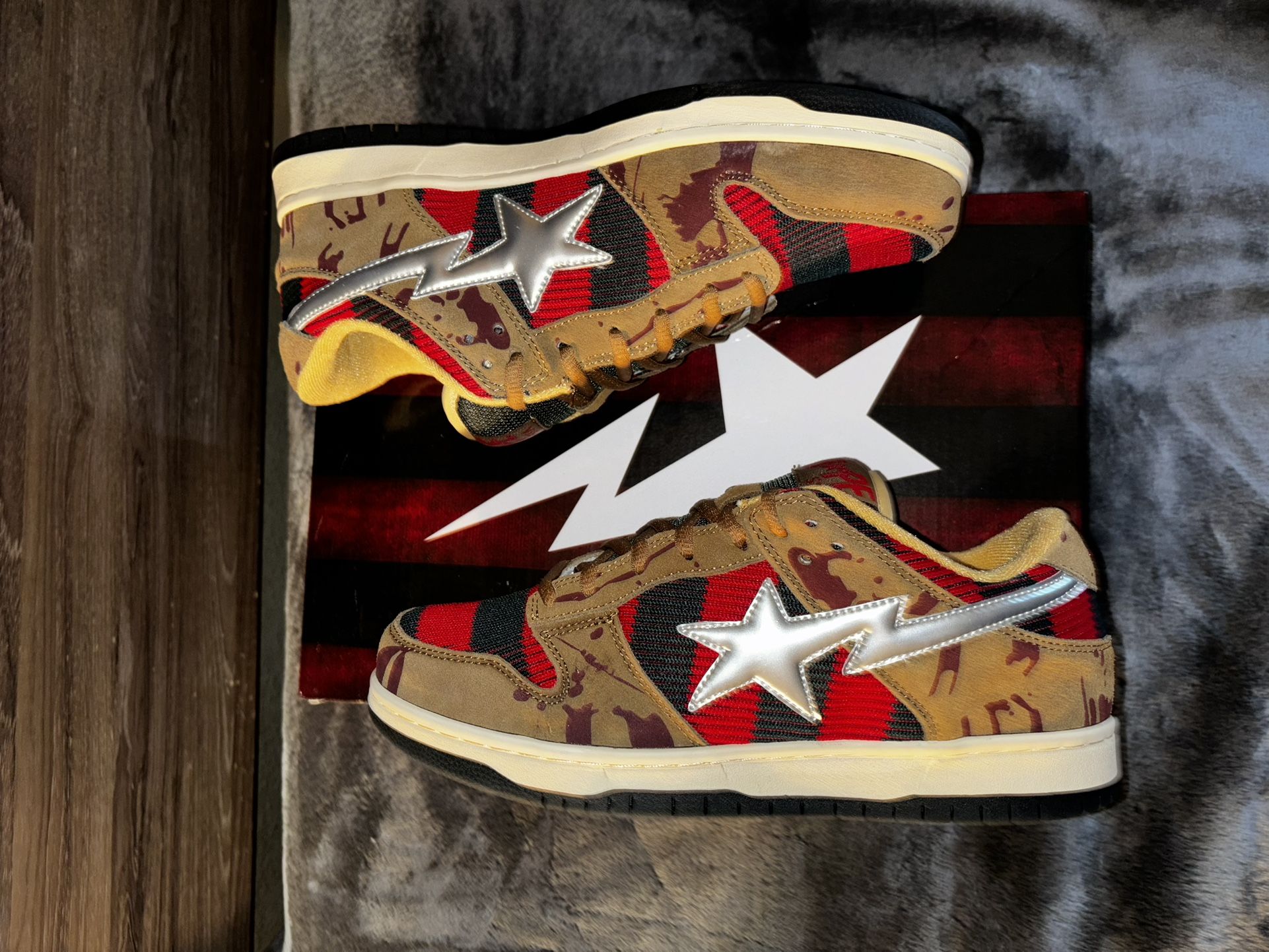 FREDDY カモフラージュ ダンスシューズ Freddy Krueger Dunk Style Bapes - Athletic shoes & Sneakers