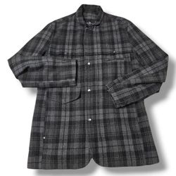 Marc Ecko Military Wool Blend Utility Coat Plaid Jacket Mens Large Quilted Lined