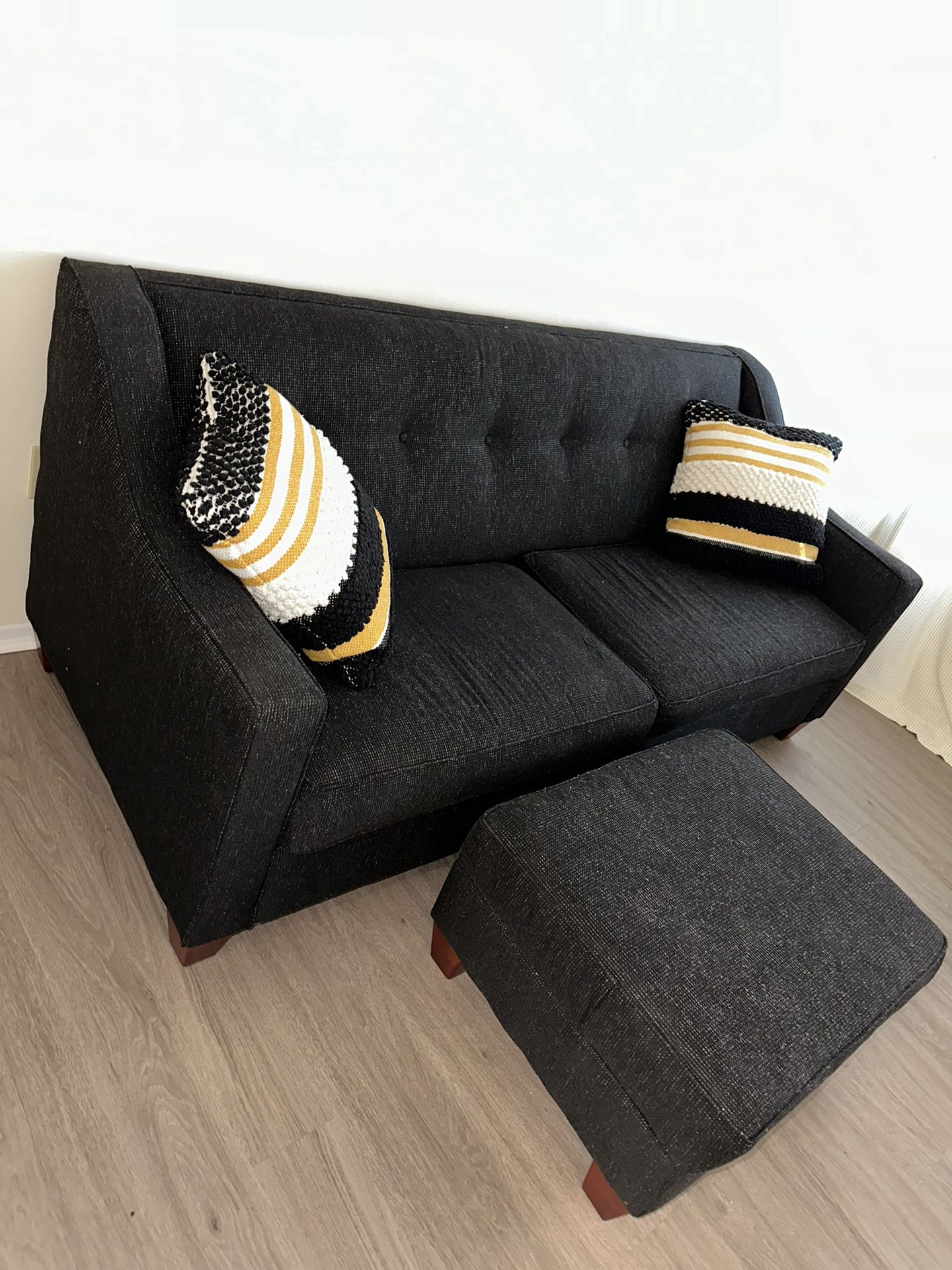 Black Couch With Ottoman - Pillows Are Free