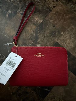 Coach Red Leather Wristlet with Tags