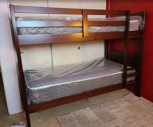 New in stock espresso wood twin twin bunk bed special