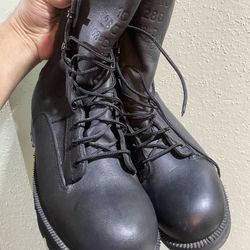 Wellco Military Combat Vibram Boots Black Lace Up Leather Canvas 