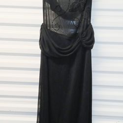 Women's Black Windsor Sheer Long Dress Size Med