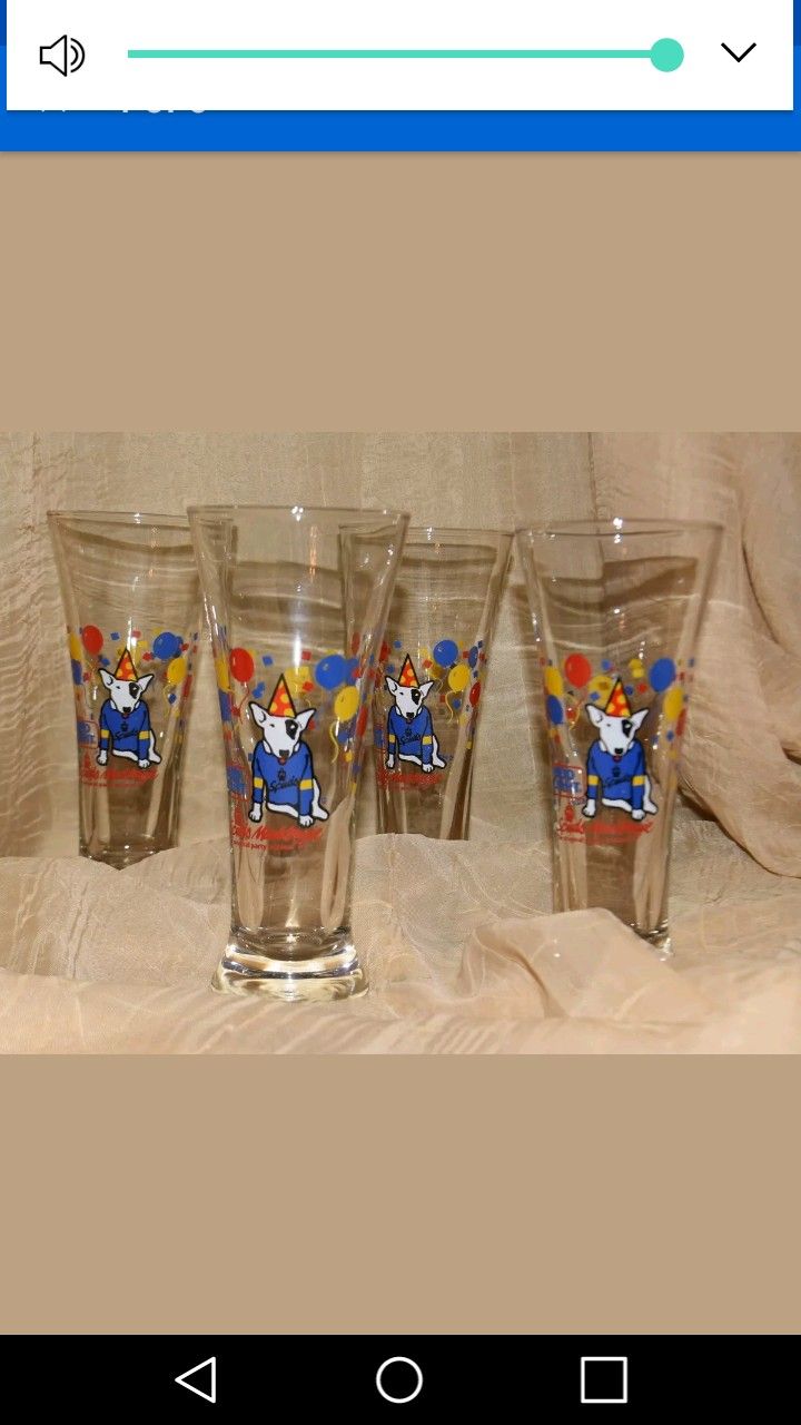 Set up for Spuds MacKenzie anniversary beer glasses