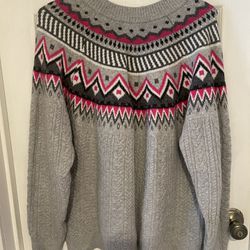Size 3x Caslon sweater in grey and pink  Very soft and just like new  