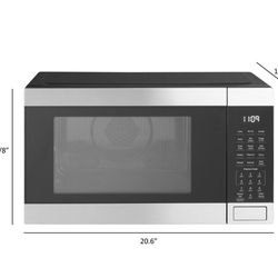 🔥NEW GE 1.0 Cu.Ft Convection Countertop Microwave Air Fry Black Stainless Steel JES1109RRSS WARRANT