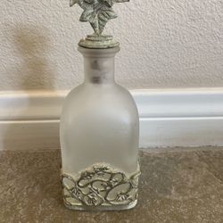 Frosted Glass Decorative Jar with Brushed Gold Accents