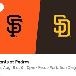 Padres Vs Giants 8/19 - 2 Tickets Sec 117 Row 34