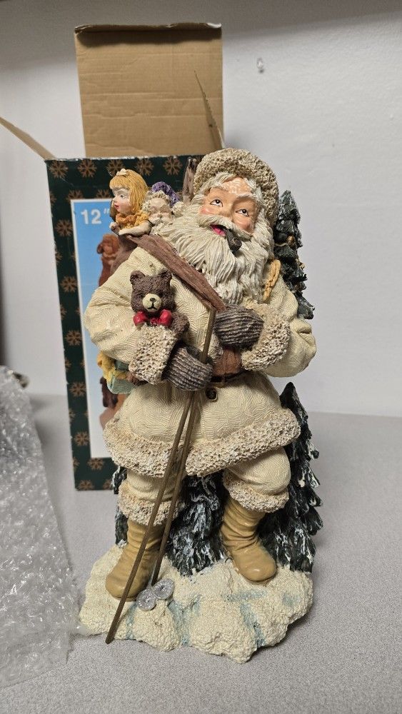 Vintage 12" Santa Claus Figurine FAP531L Christmas Resin Statue w/ Box