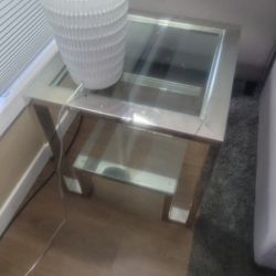 Metal and Glass End Table