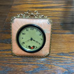 Enamel Alarm Clock With Moving Heartbeat At Bottom