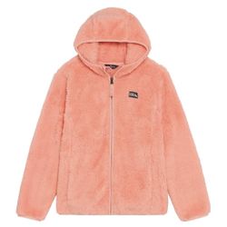 New! Cute Faux Fur / Fleece Jacket Plush  Hooded Zippered - XS/S Women’s - 14/16 Girls - Eddie Bauer Pink / Coral - Very Warm Cozy