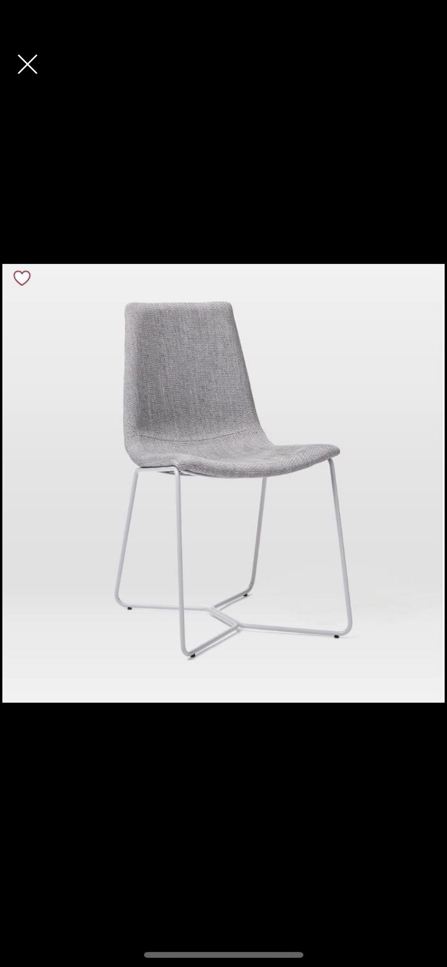 WEST ELM Slope Upholstered Dining Chair, Basket Slub, Platinum