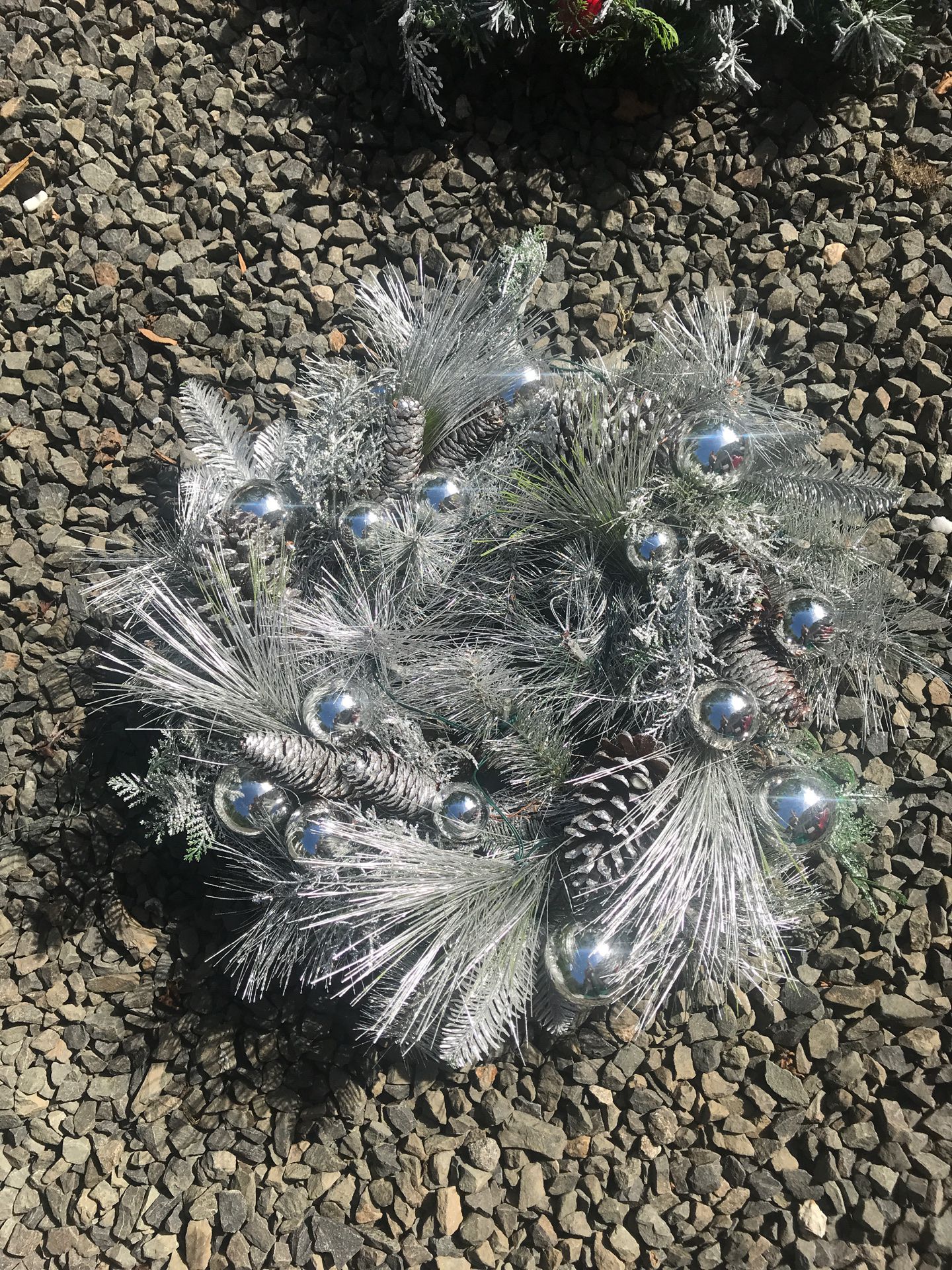 Silver wreath with lights