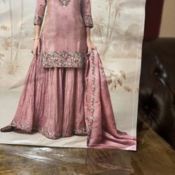 Stylish Organza Simmer Silk embroidered lehenga dress