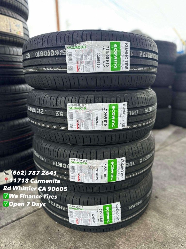 215/60R16 Kumho EcoWind New Set of Tires Installed and Balanced Set de Llantas Nuevas Instaladas y Balanceadas