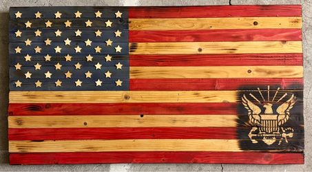 Wooden American Flag with US Navy Insignia