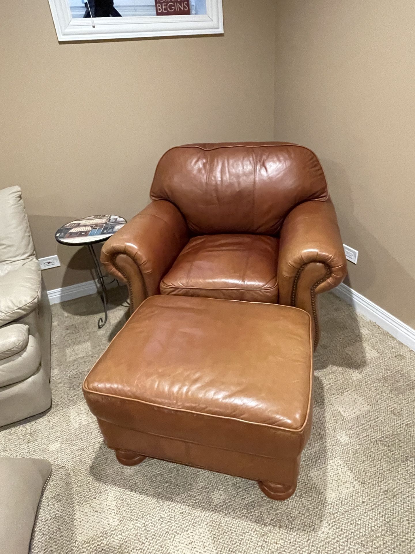 Leather Chair & Ottoman