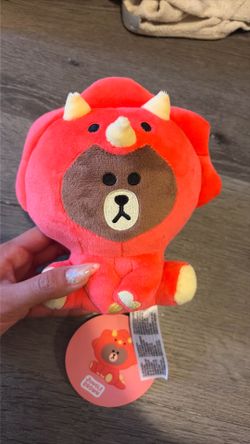 Line friends cute red plush triceratops dinosaur bear