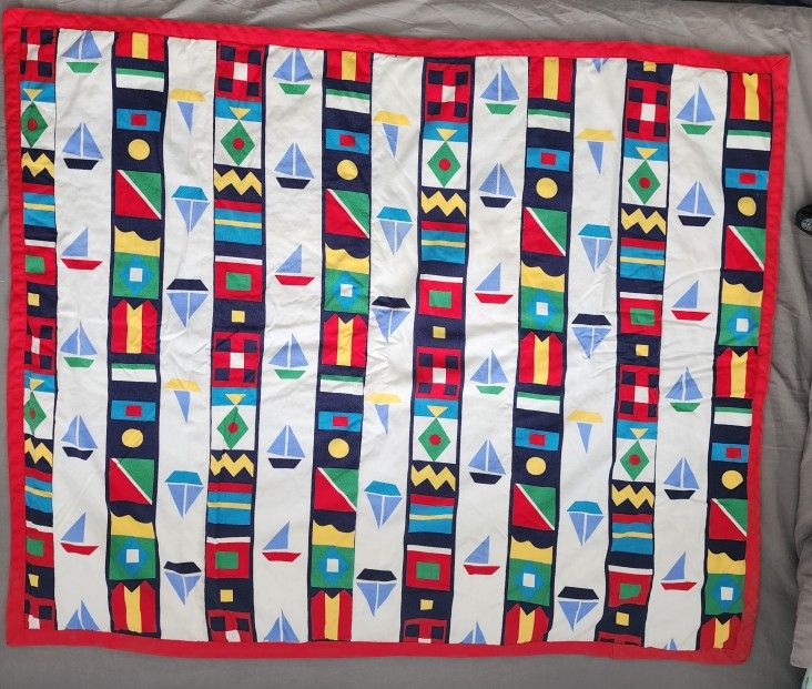 Nautical baby blanket summery and light sailboats