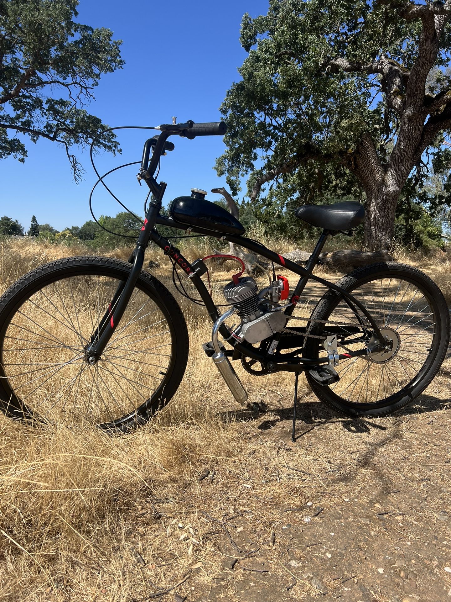 80cc Motorized Bike on Black Beach Cruiser