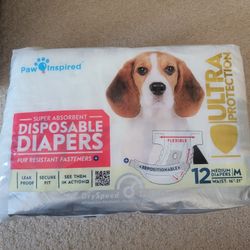 New Paw Inspired Disposable Dog Diapers | Female Dog Diapers Ultra Protection | Diapers for Dogs in Heat, Excitable Urination, or Incontinence Medium