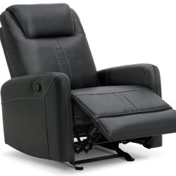 Leather Recliner Chair, Manual Reclining Chair Glider Recliner with Adjustable Backrest/Footrest & Comfortable Armrest for Living Room Bedroom Home Th