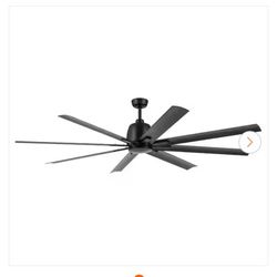 Breda 75 in. Outdoor Satin Black Downrod Mount Ceiling Fan with Remote Included for Patios or Porches