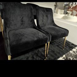 Black Velvet Chairs ( Only 2 Available) .. $199 .. Almost New Condition Meridian Brand 