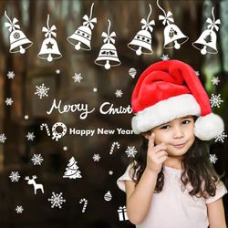 Christmas Clings Sticker for Window 165 Pcs 2 Sheets Large, Reusable Static PVC Stickers for Holiday Celebration Theme Party Decorations–Reindeer, Bel