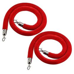 Red Velvet Stanchion Rope with Clasps 4/5 Feet