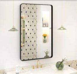 Apmir~Rectangular Vanity Mirror 40"x24"~SEALED NEW~ Matte Black~Aluminum Alloy Framed and Tempered Glass Wall Bathroom