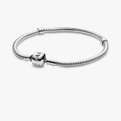  Pandora Moments Barrel Clasp Snake Chain Bracelet 7.5”