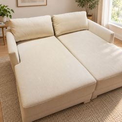 Free Delivery 🚚 Crate & Barrel Ivory Modular Double Chaise Sofa  Deep-Seated Lounge Couch