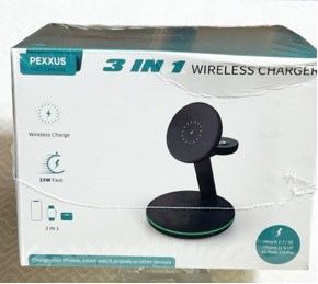NIB, Firm, Pexxus 3 in 1 Charging Station for Apple Devices, Mag - Safe Charger Stand,15W Fast Magnetic Charger