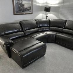 Reclining Leather 6pc Sectional Sofa from Abbyson Living - Grand Size