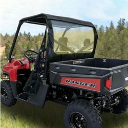 New Polaris Ranger 570 Full Size Rear Window Fit for Ranger 800 Full-Size Round Tube, Soft PVC Dust Panel for Ranger 500 700 Round Bar ROPS Canvas Rea